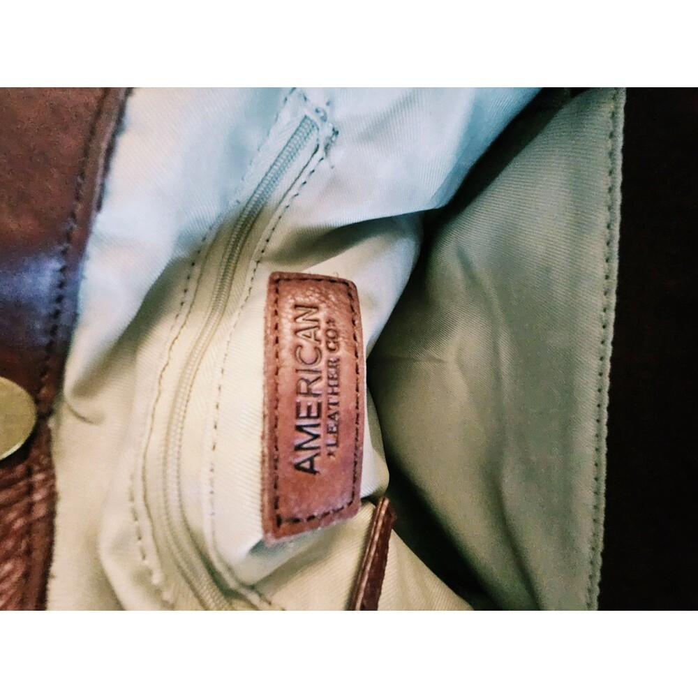 American Leather Co Brown  Leather Shoulder Bag Zip Detachable Strap - Picture 7 of 8